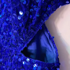 NWT R.Vivimos Blue‎ Sequin Velvet Cutout Mini Bodycon Dress Small thumbnail 9