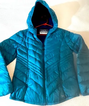 Coat size small turquoise down with attached hood Blue thumbnail 1