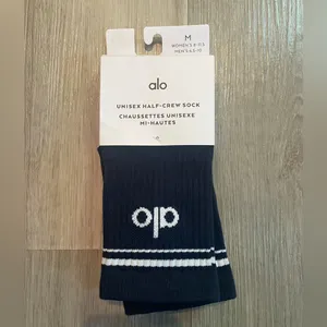 ALO Unisex Half-Crew Throwback Sock Navy/White Size M thumbnail 3