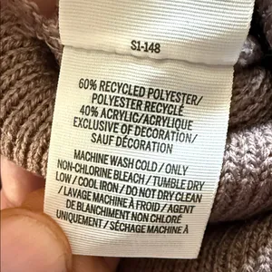 VS PINK Taupe Knit Beanie Sparke Embellished Logo thumbnail 4
