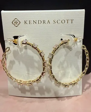 Kendra Scott | Gold Plated Crystal Hoop Earrings | Medium thumbnail 1