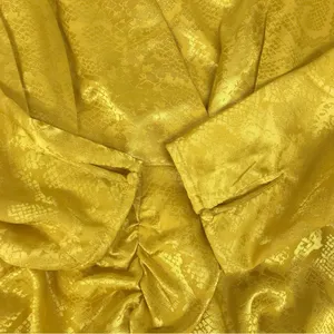 WAYF Yellow Gold Snake Print Long Sleeve Mini Dress Ruched Low Cut Large New‎ thumbnail 9