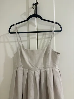 Rebecca Taylor Linen Square-Neck Pleated Romper Size 8 Color Rye thumbnail 4