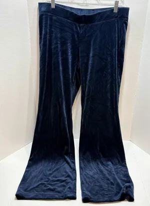 Juicy Couture OG Big Bling Velour Track Pants Navy Rhinestone JUICY Y2K Size L thumbnail 1