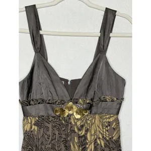 Kay Unger Metallic Floral Velvet Brocade Bubble Dress Size 4 Silk thumbnail 3