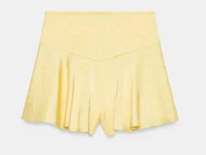 Zara Yellow Polka Dot satin flowy shorts thumbnail 1