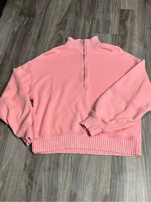 aerie Coral Half-Zip Cropped Sweatshirt thumbnail 12