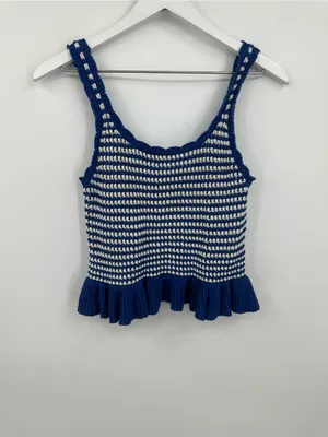 American Eagle Blue Crochet Tank Top Size Small Boho thumbnail 8
