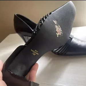 Apostrophe vintage leather upper pointed - toe pumps heels 7 U.S black thumbnail 5
