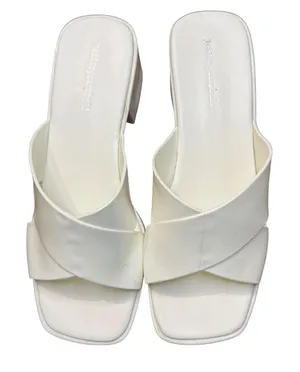 Jeffrey Campbell Shoes Womens Size‎ 10 White Block Heel Slide Sandals Mules thumbnail 1