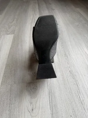 A New Day Black Rhinestone Block Heel Slide Sandals Sparkly Mule thumbnail 6