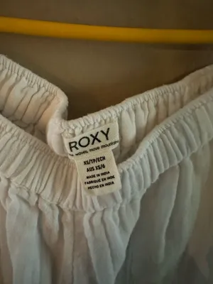 Roxy Oceanside Linen Blend Beach Pants White Wide Leg Size XS thumbnail 3