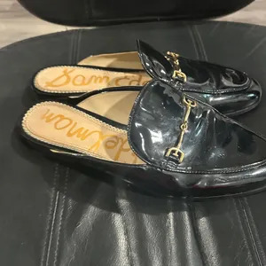 Sam Edelman Black Patent Mules with Gold Detail thumbnail 8