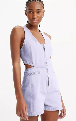 LEVI’S Rydon Cutout Romper in Dusty Persian Violet NWT thumbnail 1