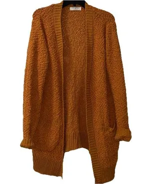 Zenana Outfitters Orange Textured Knit Cardigan Women’s Medium thumbnail 1