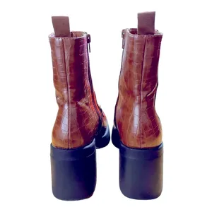 Truffle Collection sqaure toe loafer trim boots in brown croc size 8.5 thumbnail 8