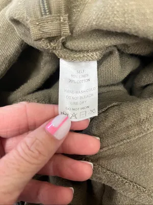 Flat White Olive Green linen blend Cargo Overalls size S thumbnail 5