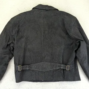 Winlit Women's Leather Jacket L Black Double Breasted‎ Vintage Made in Korea thumbnail 4