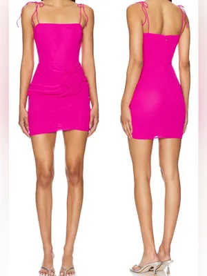 Amanda Uprichard Hot Pink Holly Rose Tie Strap Mini Dress thumbnail 11