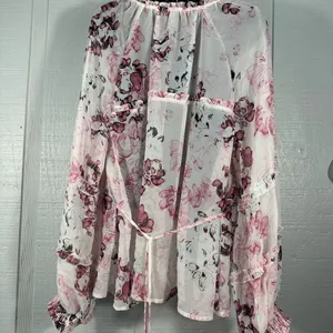 American Rag Long Sleeve Pink Floral Sheer Top Size XL EUC thumbnail 4