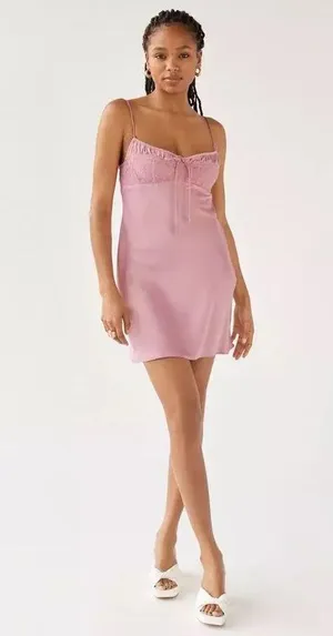 Pink Lace Slip Dress thumbnail 1