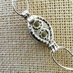 Vintage Sterling Silver Green Stone & Crystal Necklace Emerald Tone Beaded Neck thumbnail 8