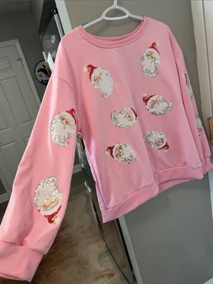 Boutique Sequin Santa Sweatshirt – Size Large queen of sparkles NWOT thumbnail 5