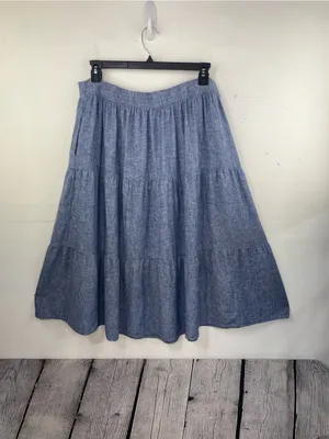 Matty M Blue Chambray Tiered A-Line Midi Skirt size XXL thumbnail 6