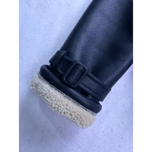 Commense Too Blessed Sherpa Lined Shearling Leather Flight Jacket Womens M Black Size M thumbnail 3
