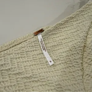 Free People Textured Puff Sleeve Cupcake Top Women’s Small Ivory Double V-Neck thumbnail 10