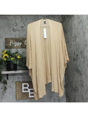 NWT Aqua Womens Lightweight Elbow-Sleeve Ruana 492821 Camel Brown thumbnail 2