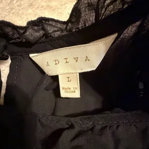 Adiva Black Eyelet Embroidered Sleeveless Top Ruffle‎ Neck Cotton Blouse Large thumbnail 3
