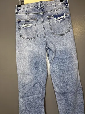 Good American Good Icon Straight Jeans Womens 6/28 Light Wash Distressed Denim thumbnail 6