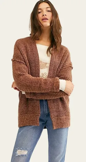 Free People Chunky Knit High Hopes‎ Cardigan Oversized Minimalist Cozy Neutral thumbnail 1