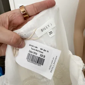 [Billy J] Tania White Eyelet Lace Puff Sleeve Square Neck Midi Dress NWT Size 16 thumbnail 11