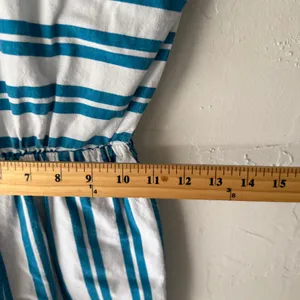 Vintage 70s‎ Buffy’s Choice Striped Cotton Jumpsuit Sz L Tie Back Pockets USA thumbnail 11