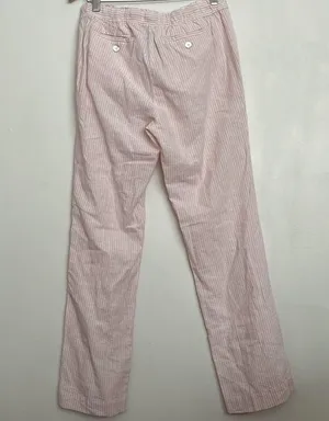 Lulu B 100%Linen White and Pink striped straight leg pants. thumbnail 3