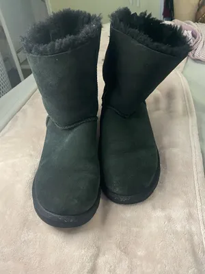 UGG Bailey Bow II Black Two Back Bow Size 9 Boots Australia Sheepskin Lined thumbnail 2