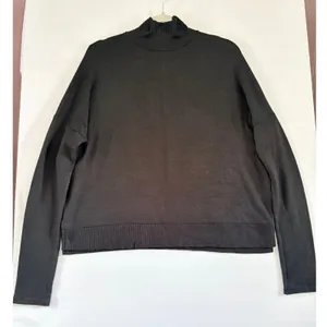 Rag and Bone Black Mock Neck Button Back Knit Sweater Long Sleeve Drop Shoulder thumbnail 1