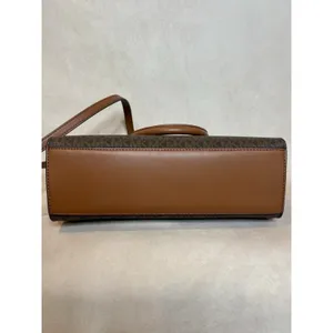 Michael Kors Brown Signature MK Monogram Satchel Purse Bag Crossbody thumbnail 6