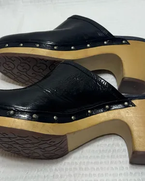 Uggs vintage Black Leather Studded Clog Heels - Women thumbnail 1