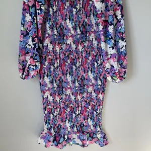 Pink Lily Boutique Floral Print Midi Dress Ruched Bubble Sleeves Size Medium thumbnail 7