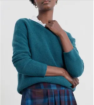 Seasalt Cornwall Fruity Jumper II Teal Blue Merino Wool Knit Sweater US 4 UK 8 thumbnail 1