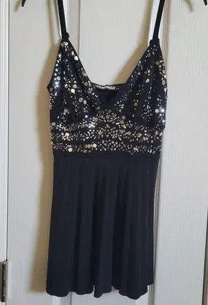 Paranoia Black Sequin Tank Top Small thumbnail 1