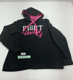 Womans Excellent Condition Susan G Komen Full Zip Hoodie Large Black Graphic thumbnail 1