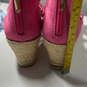 Sam Edelman Elsie Daphne Hot Pink Espadrille Wedge Sandals‎ Grommet Lace Up 5 thumbnail 2