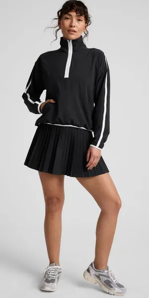 NWT Beyond Yoga Stretch Woven Course Contrast Half Zip Pullover size L black thumbnail 1