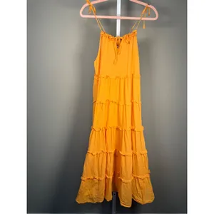 Charlie‎ Holiday Orange Senorita Tiered Cotton Maxi Dress NWT Size 4 Boho thumbnail 3