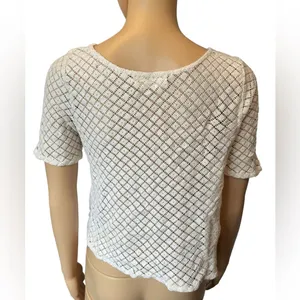 Abercrombie & Fitch Cream Boho Western Hippie Crochet Floral Velvet Crop Top thumbnail 5