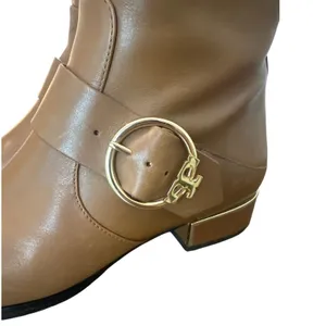 Tory Burch Sofia 40343 Cognac Leather Riding Boots Gold Buckle 8.5 thumbnail 11